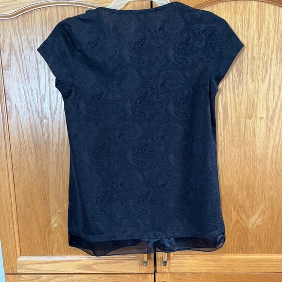 Elegant Black Embellished Short Sleeve Top - Picture 7 of 15